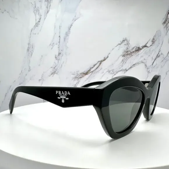 New PRADA Sunglasses Black Butterfly Cat Eye Logo Symbole Logo New - Picture 6 of 16